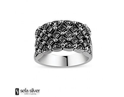 Margazit Taşlı Düz Tasarım Gümüş Yüzük